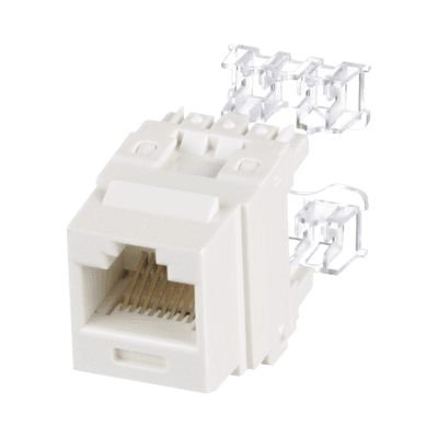 Conector Jack Estilo 110 (de Impacto), Tipo Keystone, Categoría 6, de 8 Posiciones y 8 Cables, Color Blanco Mate