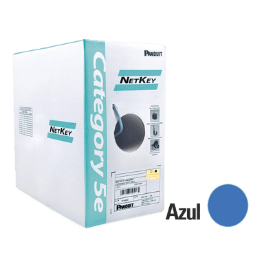 Bobina de Cable UTP 305 Metros (1000 Pies) de Cobre, NetKey, Azul, Categoría 5e (24 AWG), PVC (CM), de 4 Pares