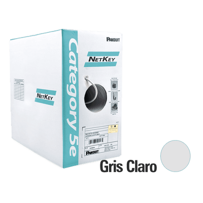 Bobina de Cable UTP 305 Metros (1000 Pies) de Cobre, NetKey, Gris Claro, Categoría 5e (24 AWG), PVC (CM), de 4 Pares