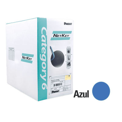 Bobina de Cable UTP 305 Metros (1000 Pies) de Cobre, NetKey, Reelex, Azul, Categoría 6 (24 AWG), 1000Mbps, PVC (CM), de 4 Pares