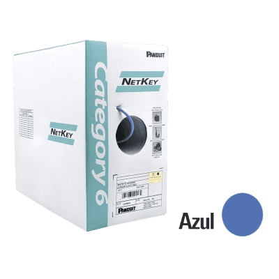 Bobina de Cable UTP 305 Metros (1000 Pies) de Cobre, NetKey, Azul, Categoría 6 (24 AWG), 1000Mbps, Riser (CMR), de 4 Pares