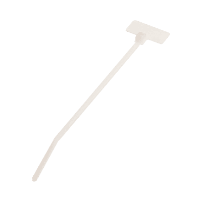 Cincho de Identificación Tipo Bandera, 109 mm largo x 2.4mm ancho, Área de Marcado de 7.9 x 19.1 mm, Nylon 6.6, Color Natural, Bolsa de 100pz