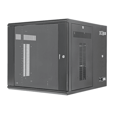 Gabinete PanZone de Montaje en Pared, de 19in, Puerta con Ventana de Seguridad, 12 UR, 762mm de Profundidad, Color Negro