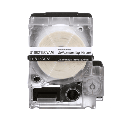 Casete de 175 Etiquetas Autolaminadas de 25.4 x 38.1 mm (1 x 1.5 pulgadas), para Cables de 4 a 8.1 mm (0.16 a 0.32 pulgadas) de Diámetro, Área de Impresión Color Blanco