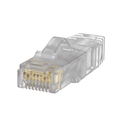 Plug RJ45 Cat6A, Para Cable UTP de Calibre 23-24 AWG, Chapado en Oro de 50 Micras, Paquete de 100 Piezas