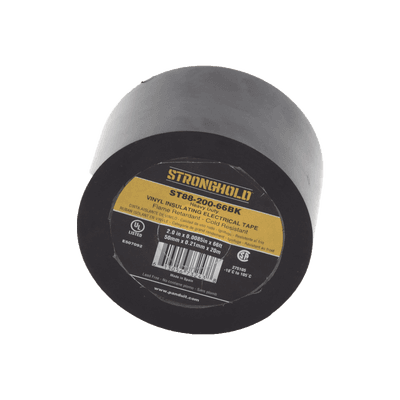 Cinta Eléctrica STRONGHOLD Para Aislar, de PVC, Trabajo Pesado Eléctrico (UV, abrasión, aceite, corrosión), Grosor 0.21 mm (8.5 mil), Ancho 50 mm, y 20 m Largo, Uso Int./Ext., Color Negro. Superior a cinta Super 33