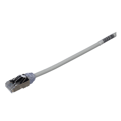 Patch Cord Cat6A, Diametro Reducido 28 AWG, Blindado S/FTP, CM/LS0H, 2 Metros (6.56 Pies), Color Gris