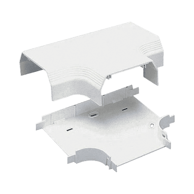 Accesorio en "T", para uso con canaleta T70, Material PVC Rígido, Color Blanco Mate
