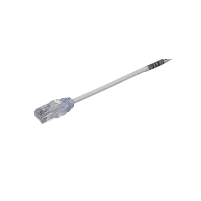 Cable de Parcheo TX6, UTP Cat6, Diámetro Reducido (28AWG), Color Blanco, 20 cm (7.87 pulgadas)