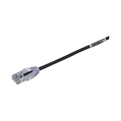 Cable de Parcheo TX6, UTP Cat6, Diámetro Reducido (28AWG), Color Negro, 0.3 Metros (1 Pie)