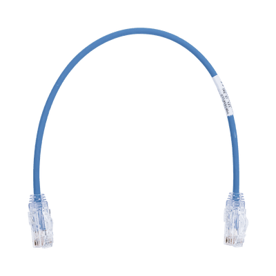 Cable de Parcheo TX6, UTP Cat6, Diámetro Reducido (28AWG), Color Azul, 0.3 Metros (1 Pie)