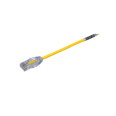 Cable de Parcheo TX6, UTP Cat6, Diámetro Reducido (28AWG), Color Amarillo, 7.62 Metros (25 Pies)