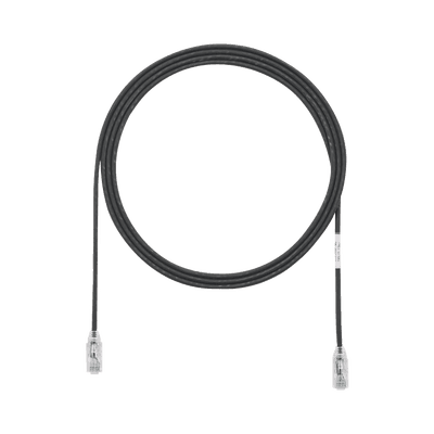 Cable de Parcheo TX6, UTP Cat6, Diámetro Reducido (28AWG), Color Negro, 2.13 Metros (7 Pies)