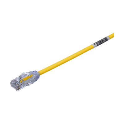 Cable de Parcheo UTP Cat6A, CM/LSZH, Diámetro Reducido (28AWG), Color Amarillo, 0.3 Metros (1 Pie)