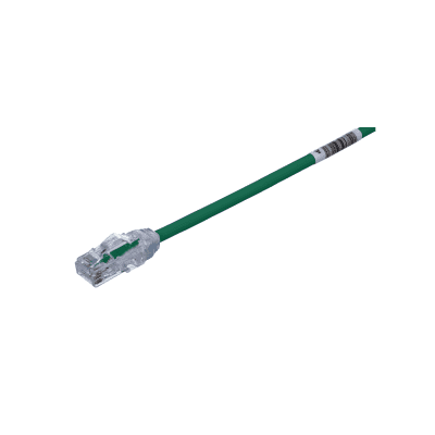 Cable de Parcheo UTP Cat6A, CM/LSZH, Diámetro Reducido (28AWG), Color Verde, 6.1 Metros (20 Pies)