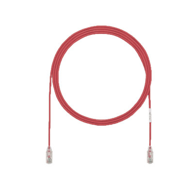 Cable de Parcheo UTP Cat6A, CM/LSZH, Diámetro Reducido (28AWG), Color Rojo, 15.24 Metros (50 Pies)
