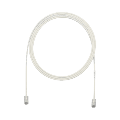 Cable de Parcheo UTP Cat6A, CM/LSZH, Diámetro Reducido (28AWG), Color Blanco Mate, 2.13 Metros (7 Pies)