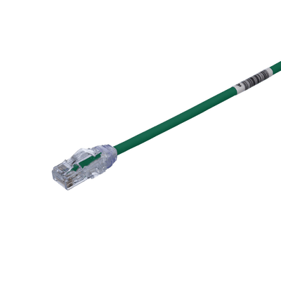 Cable de Parcheo UTP, Cat6A, Diámetro Reducido (28 AWG), CM/LSZH, Color Verde, 20.3 cm (8 Pulgadas)
