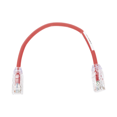 Cable de Parcheo UTP, Cat6A, Diámetro Reducido (28 AWG), CM/LSZH, Color Rojo, 20.3 cm (8 Pulgadas)