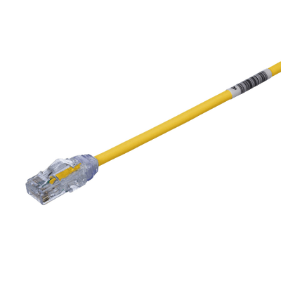 Cable de Parcheo UTP, Cat6A, Diámetro Reducido (28 AWG), CM/LSZH, Color Amarillo, 20.3 cm (8 Pulgadas)