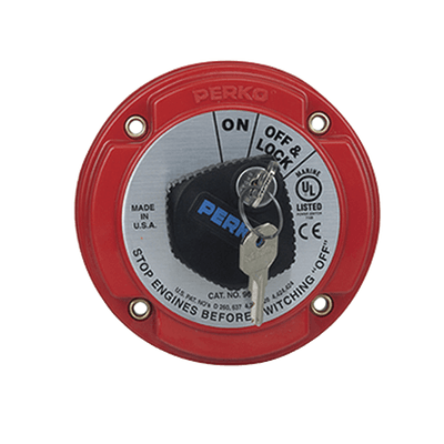 Interruptor Desconexión Batería Marina 9602, 250A Continuos, 360A Intermitentes, 6-32 VDC, Montaje Superficie, Terminales 5/16", Opciones Bloqueo Llave y Desconexión Campo Alternador