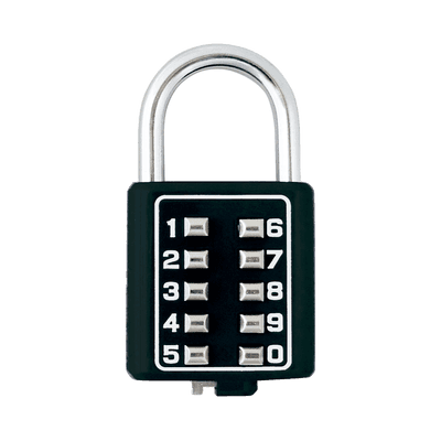 Candado Digital de Combinación M40 / No Requiere Llave / Combinación única integrada por 4 dígitos / Color Negro.