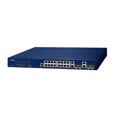 Switch Administrable PoE  Capa 2 de 16 Puertos 10/100/1000 Mbps 802.3af/at, 4 Puertos SFP Gigabit, Hasta 240 W