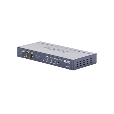 Switch Administrable de Escritorio de 8 Puertos Gigabit/ 2 Puertos SFP / 20 Gbps Switching / PoE In 802.3af/at / Dual Power DC + PoE / VLAN Q-in-Q / IPv6/IPv4/  Administración Remota con CloudNMS
