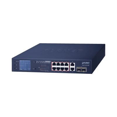 Switch No Administrable 8 Puertos Gigabit con Modo Extender a 250 m,  2 Puertos Uplink 10/100/1000 Mbps, 2 Puertos SFP