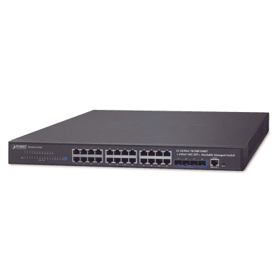 Switch Administrable Capa 3, 24-Puertos 10/100/1000T + 4-Puertos 10G SFP+, Apilable