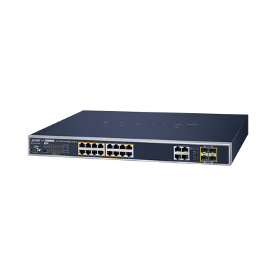 Switch Administrable 16 puertos 10/100/1000 802.3at PoE 230W y 4 puertos GigabitTP/SFP Combo