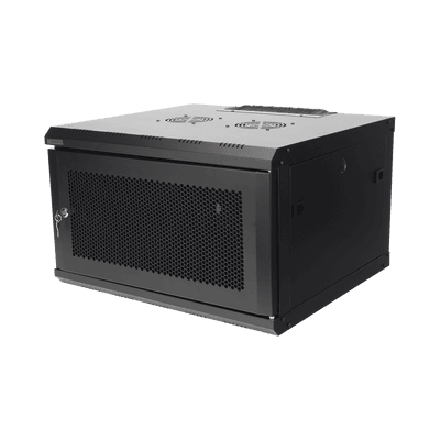 Gabinete de Pared PRECISION 19'' 6UR (455mm) - Puerta Perforada Incluye: 2 Ventiladores y Panel Cepillo
