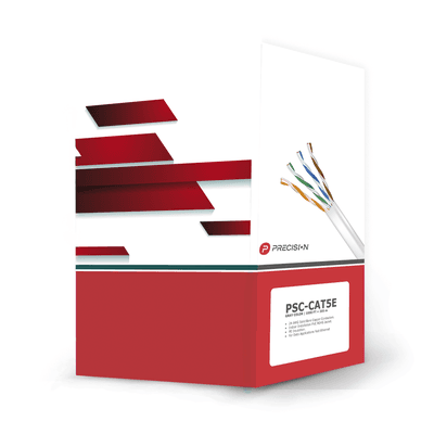 Bobina de Cable de UTP de 4 Pares Cat5e de 305 Metros (1000 Pies), 100% Cobre, PVC ROHS, Color Gris, 24 AWG, Uso en Interior, Para Aplicaciones de Voz, Datos y Video