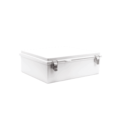 Gabinete de Plástico ABS, Uso en Intemperie IP66 (350 x 460 x 160 mm) Cierre por Broche Inoxidable y Permite Cerrado con Candado y Llave (Perno 5mm) No Incluido