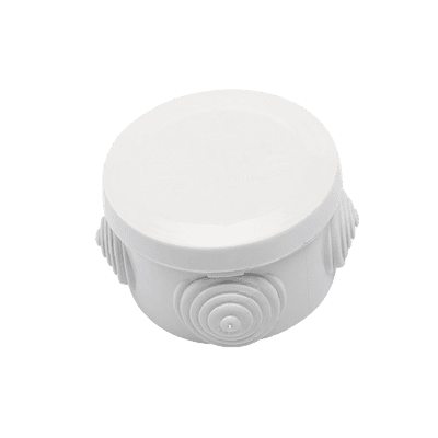 Caja Derivación-Conexión de Plástico Circular con 4 Glándulas de Goma (70 diámetro X 48 alto mm). Para Instalaciones Comerciales,  Residenciales e Industriales. Cerrado a Presión.