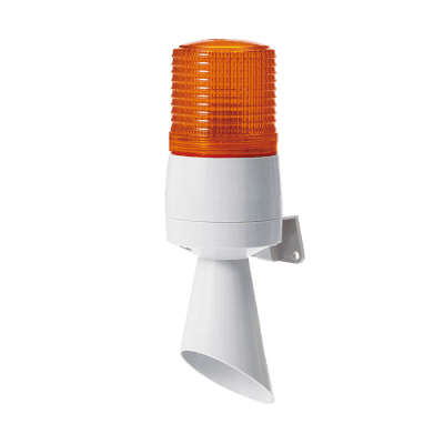Luz LED con patrones de destello fijo y destellante con buzzer incorporado de alto volumen Máx. 95 dB color Ámbar 110 VCA