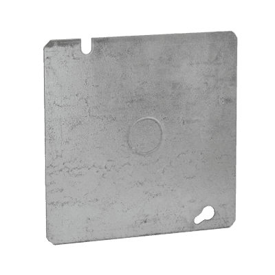 Tapa Cuadrada Plana de  Acero Galvanizado con Entrada de 1/2"  para Caja de 4 11/16".