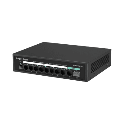 Switch PoE+ no Administrable, hasta 120 Watts, no administrable, 8 puertos PoE+, 2 Uplink Gigabit Ge / SFP