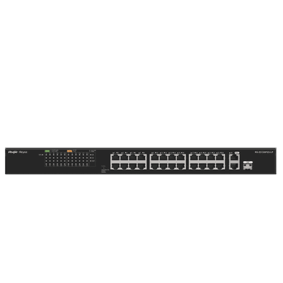 Switch PoE+ no Administrable, hasta 180 Watts Ideal para CCTV, 24 Puertos 10/100 PoE+, 2 Uplinks Gigabit (1 SFP COMBO)