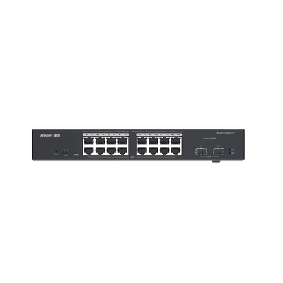 Switch L2 Administrable PoE con 16 Puertos Gigabit PoE 802.3 AF/AT + 2 SFP para fibra 1Gb, Gestión Gratuita Desde la Nube, 240 Watts