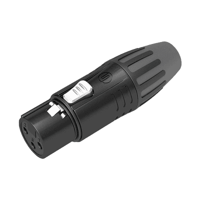 Conector XLR hembra | Carcasa Enchapada en Negro | Contactos Enchapados en Plata |