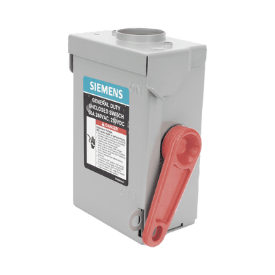 Interruptor de Seguridad GNF221RA, 240Vca, 2 polos, 30 Amp, sin portafusibles, Nema 3R.
