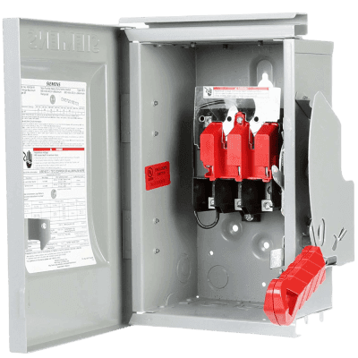 Interruptor de Seguridad GNF323R, 240Vca, 3 polos, 100 Amp, sin portafusibles, Nema 3R.