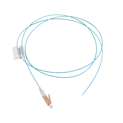 Pigtail de Fibra Óptica LC Simplex, Multimodo OM3 XGLO 50/125, OFNR, Color Aqua, 1 Metro (3.28 Pies)