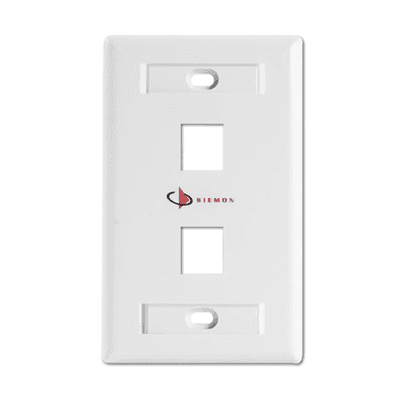 Placa de Pared Keystone de 2 Salidas, Color Blanco, para Jacks Keystone Z-MAX y MAX