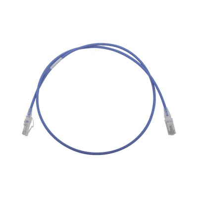 Patch Cord MC6 Modular Cat6 UTP, CM/LS0H, 0.91 Metros (3 Pies), Color Azul, Diámetro Reducido (28AWG)