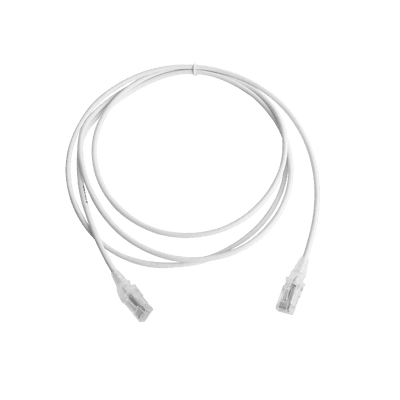 Patch Cord MC6 Modular Cat6 UTP, CM/LS0H, 2.13 Metros (7 Pies), Color Blanco, Diámetro Reducido (28AWG), Versión Bulk (Sin Empaque Individual)