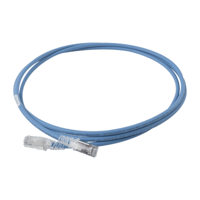 Patch Cord Skinny Cat6A Blindado S/FTP, 2.13 Metros (7 Pies), Diámetro Reducido 28 AWG, Color Azul
