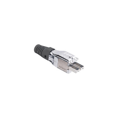 Plug TERA de 4 Pares, Compatible con Cable Sólido de 0.64 - 0.55 mm (0.025 - 0.022 Pulgadas) (22 - 23 AWG) S/FTP y F/FTP, Color Negro