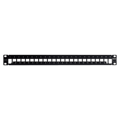 Patch Panel TERA-MAX Blindado de 24 Puertos, Modular (Vacío), Plano, Color Negro, 1UR
